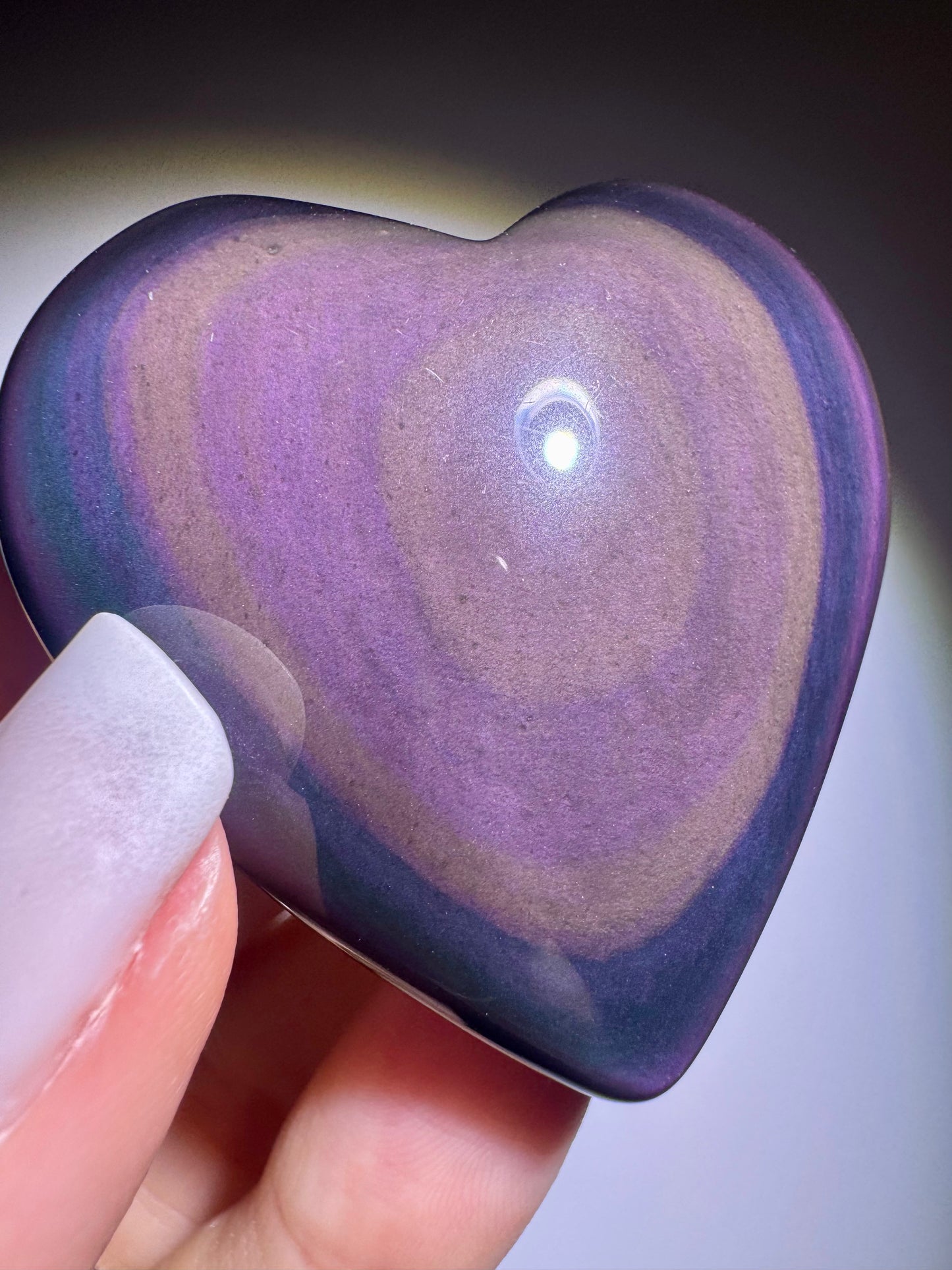 Rainbow Obsidian Herz 🌈 4.7x4.7cm – Handmade Unikat aus Mexiko mit pink-lila-grün Farbspiel
