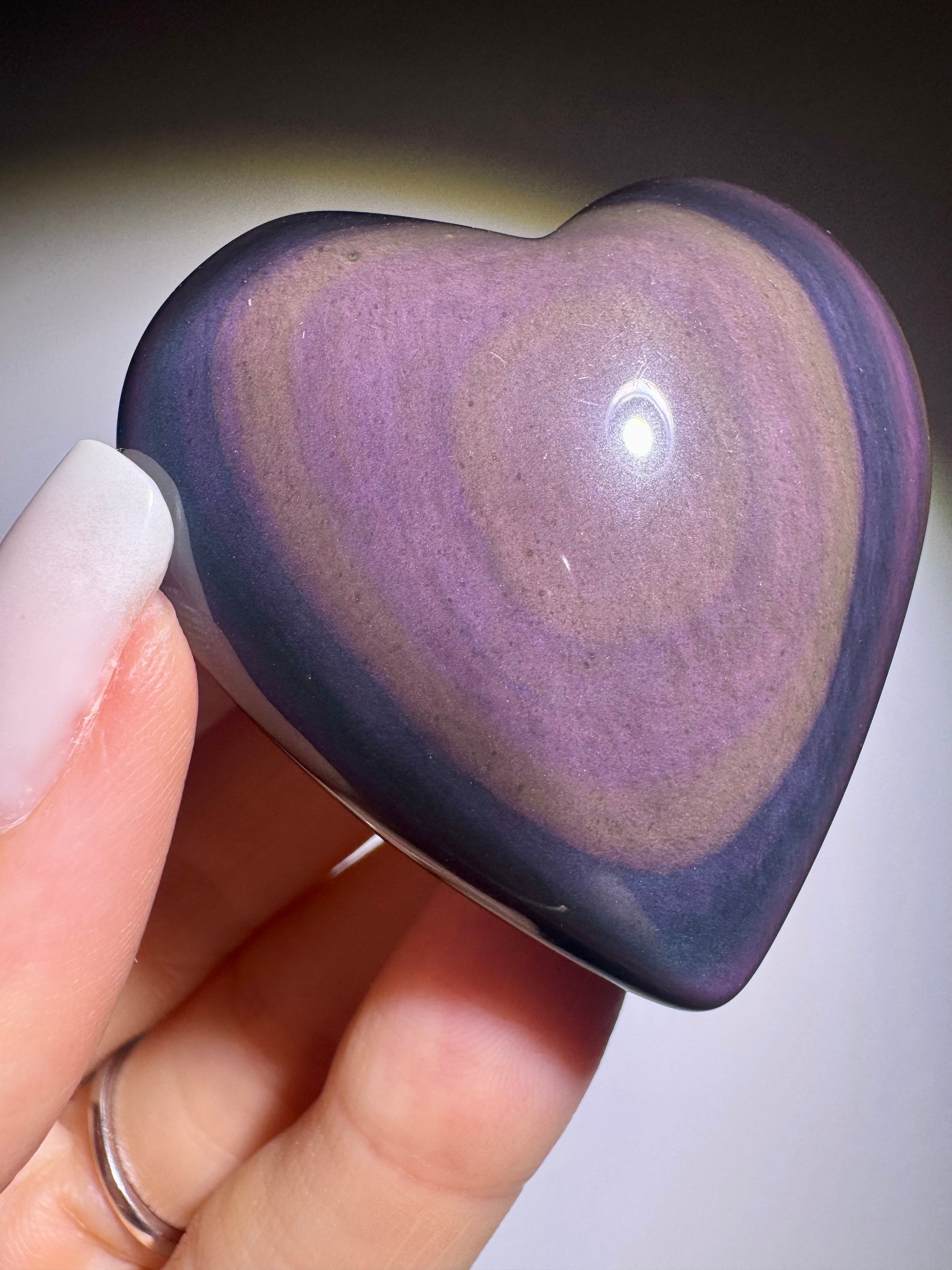 Rainbow Obsidian Herz 🌈 4.7x4.7cm – Handmade Unikat aus Mexiko mit pink-lila-grün Farbspiel