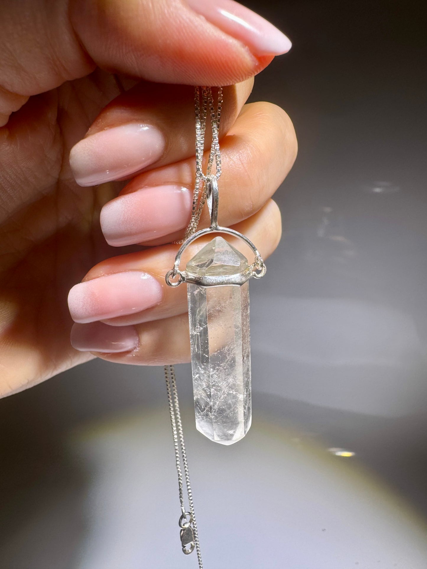 Kristallklarer Bergkristall Anhänger – 925 Silber & pure Energie