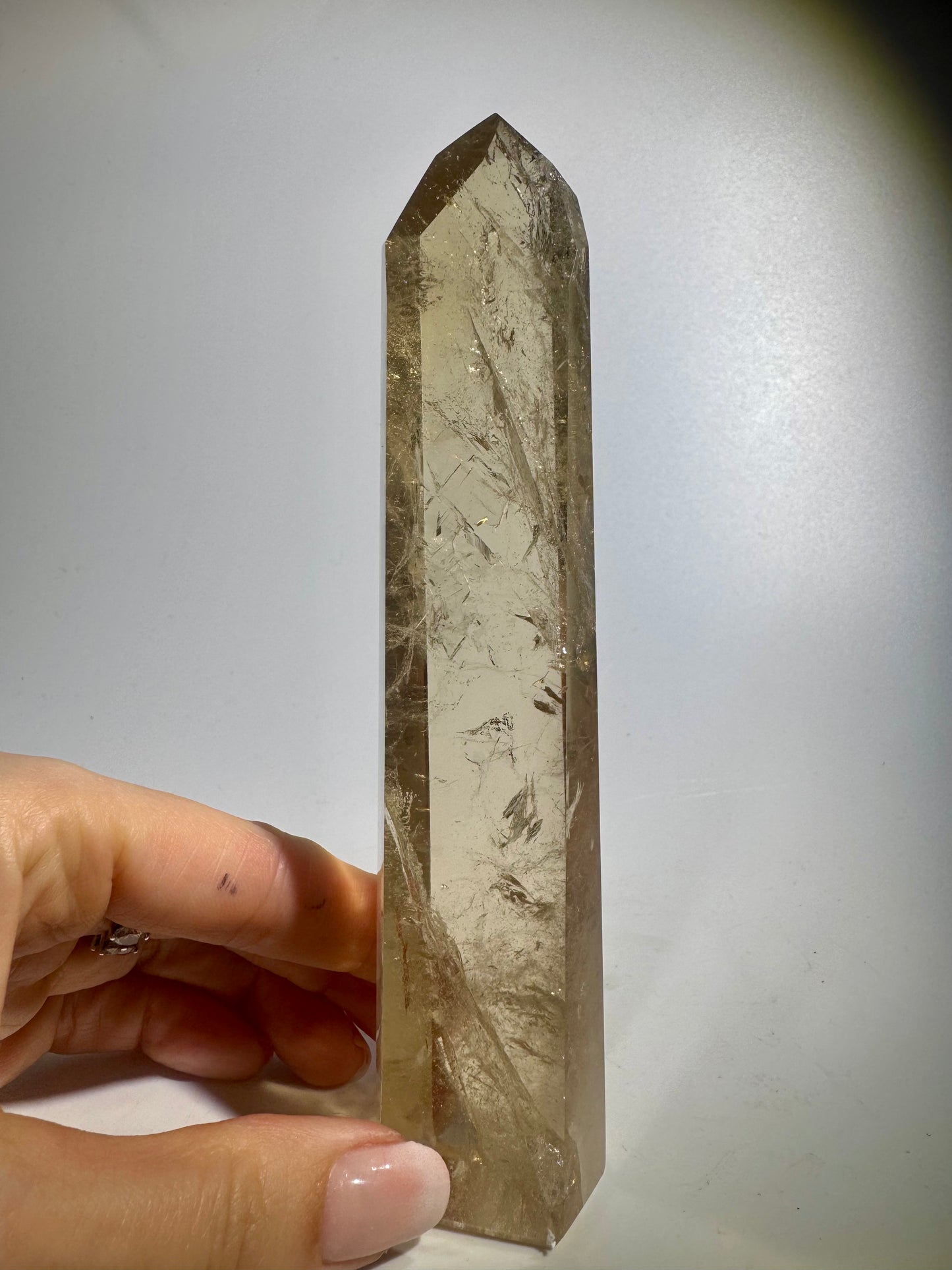 Natur Citrin Spitze mit Regenbogen 15cm – 223 g ultraklarer Kristall aus Brasilien 💎🍯