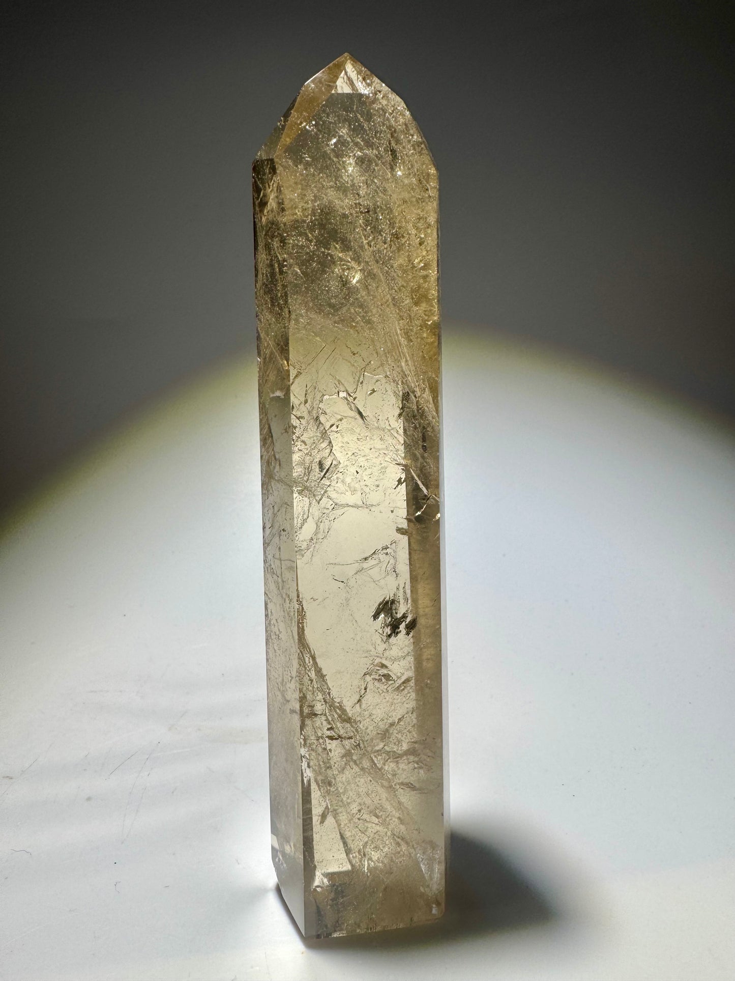 Natur Citrin Spitze mit Regenbogen 15cm – 223 g ultraklarer Kristall aus Brasilien 💎🍯