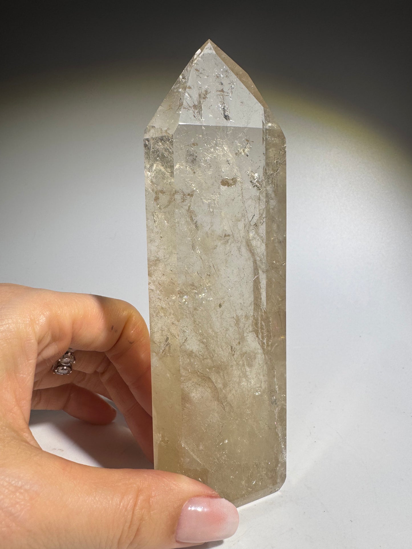 Goldene Naturkraft aus Brasilien – Ultraklare Citrin Spitze 14,5 cm mit Regenbogen 💎🍯