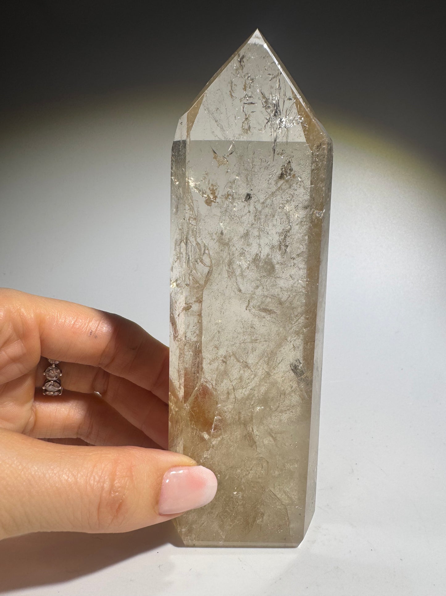 Goldene Naturkraft aus Brasilien – Ultraklare Citrin Spitze 14,5 cm mit Regenbogen 💎🍯