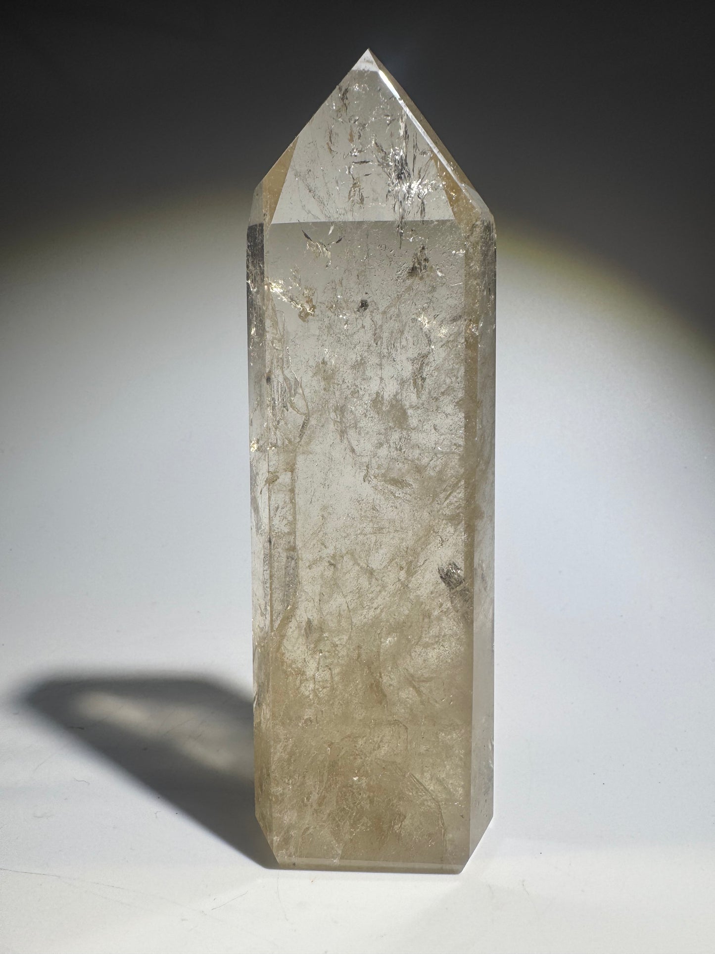 Goldene Naturkraft aus Brasilien – Ultraklare Citrin Spitze 14,5 cm mit Regenbogen 💎🍯