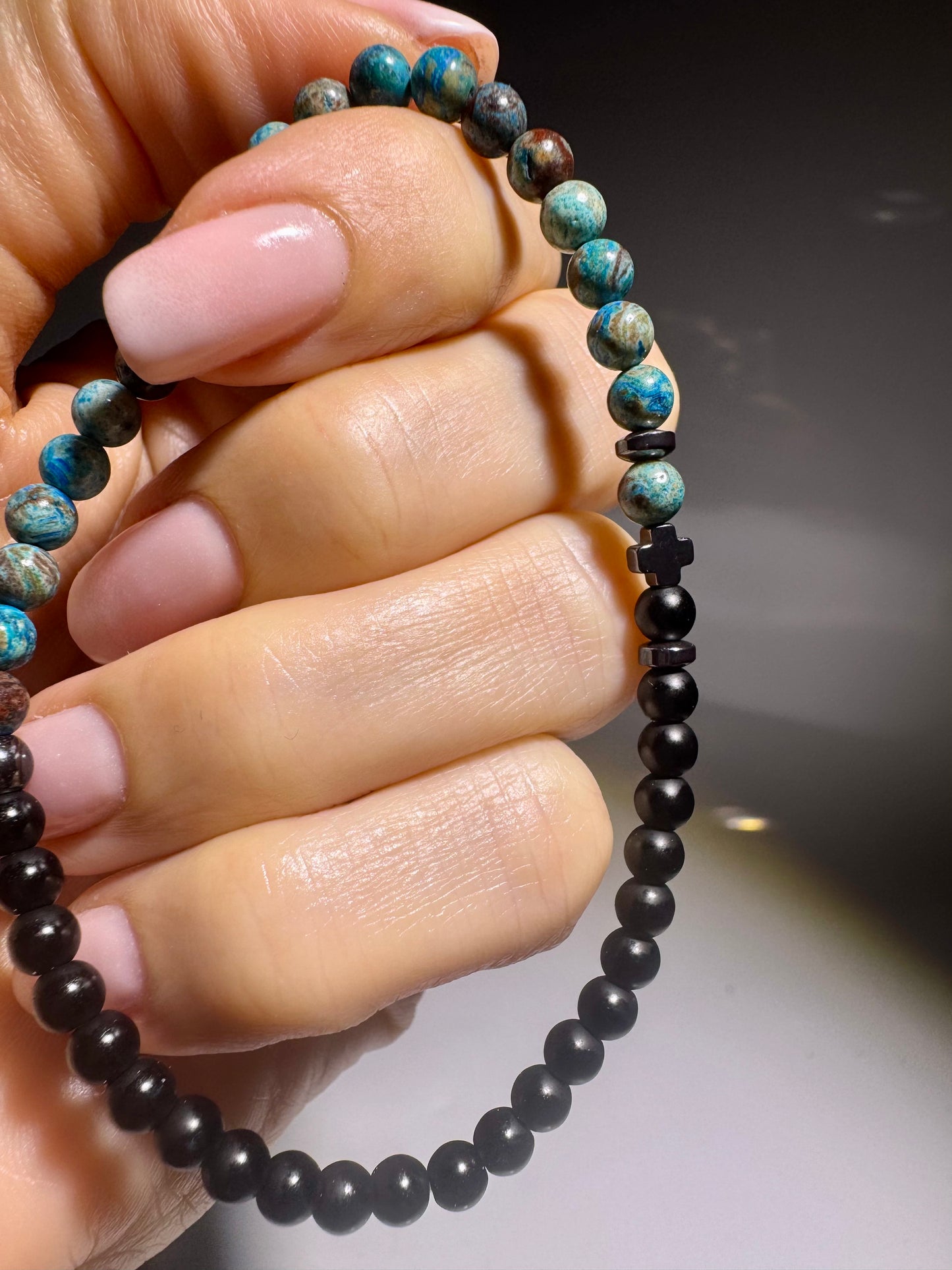 Elegante Edelstein-Armbànder – Unisex, 19,5 cm, echte Kristalle & Onyx