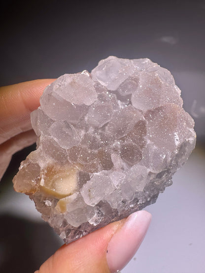 Weiss-zart-rosa Rainbow-Amethyst Rohstück – 5,1 cm, ultrafeine Doppelkristallisation 💖