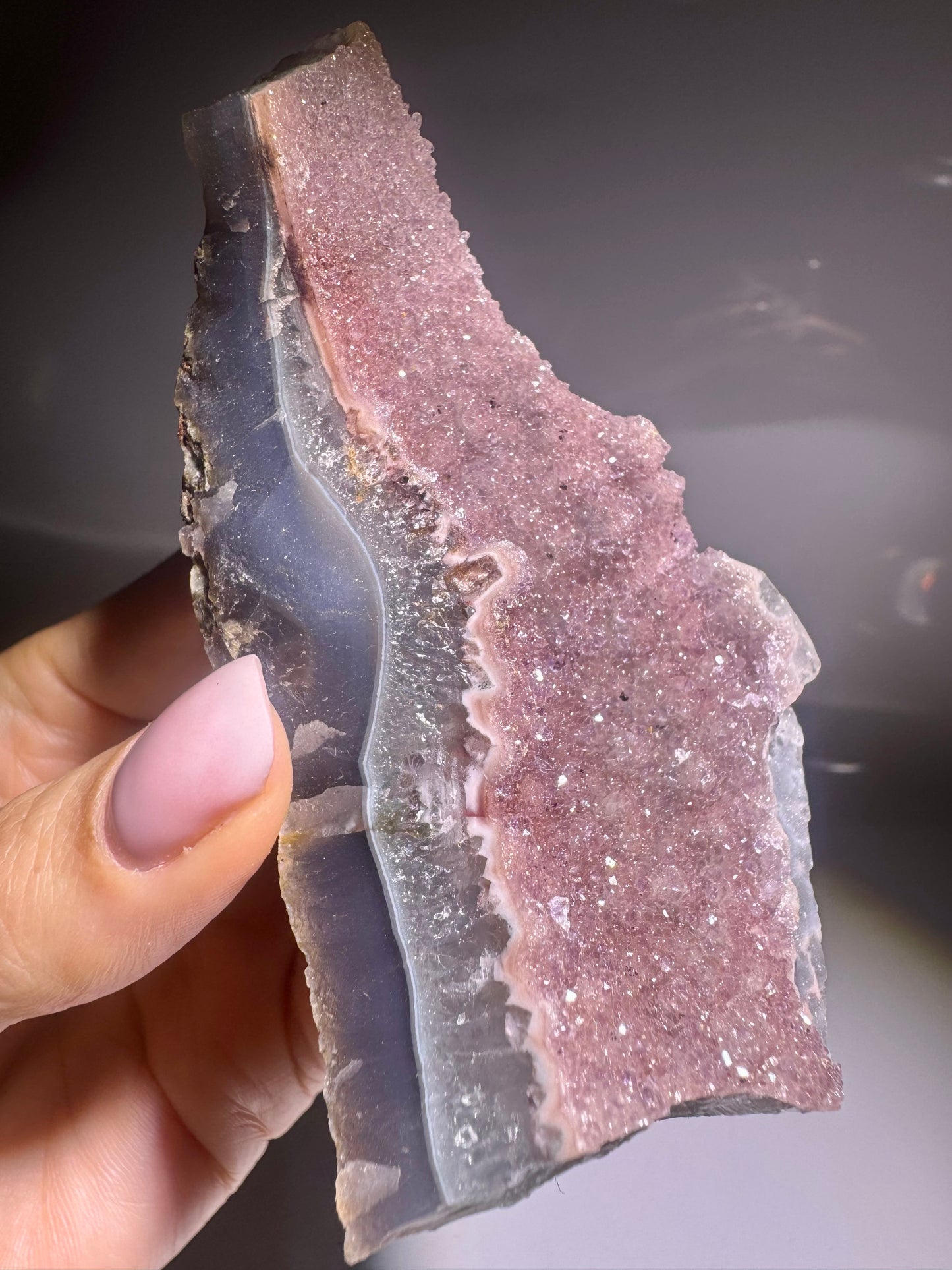 Rosa Rainbow-Amethyst Rohstück – 10,2 cm, feinste Doppelkristallisation 💖