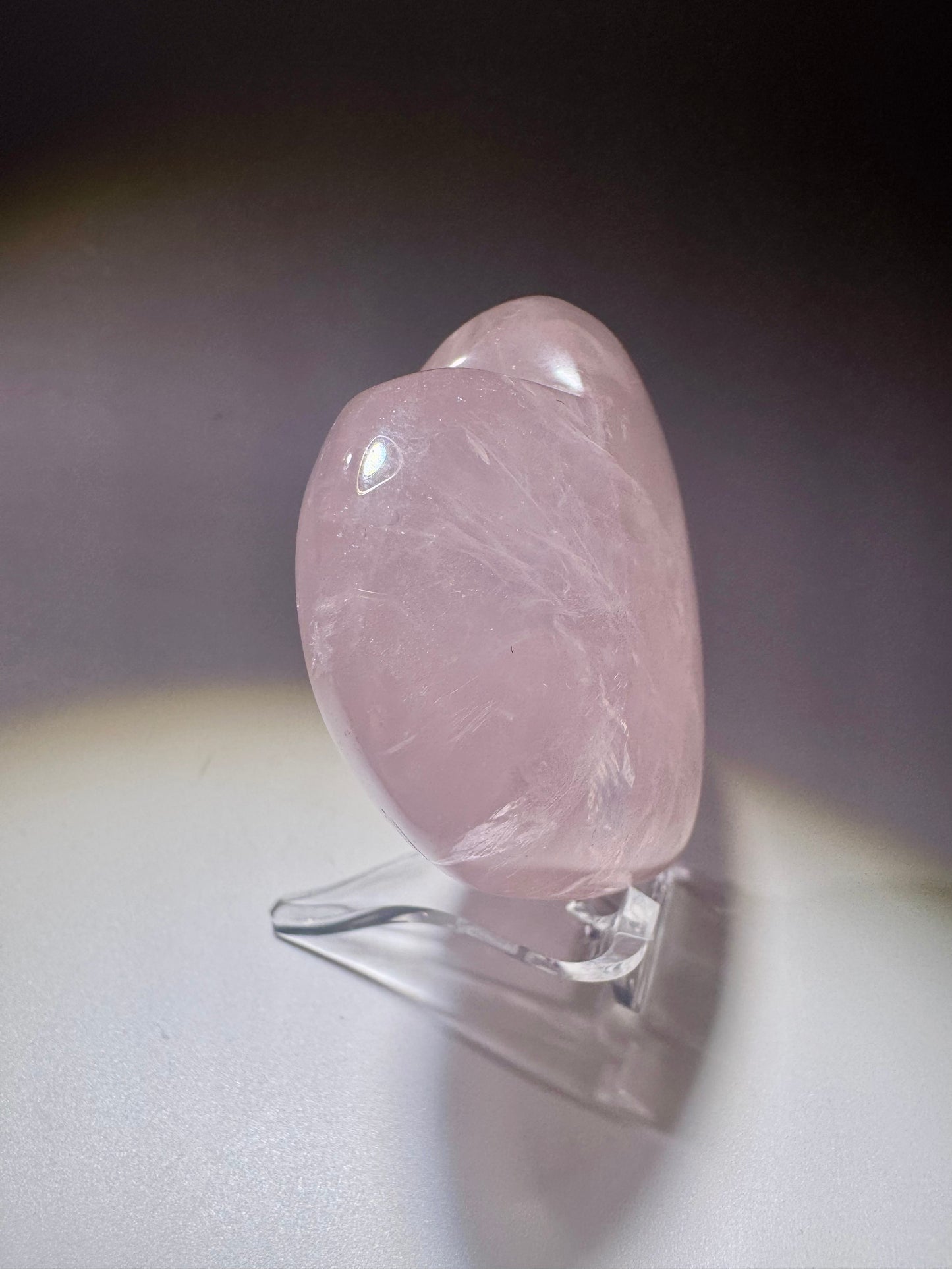 Rosenquarz-Herz 5,8 cm – Glänzend, extra klar & handgeschliffen aus Brasilien