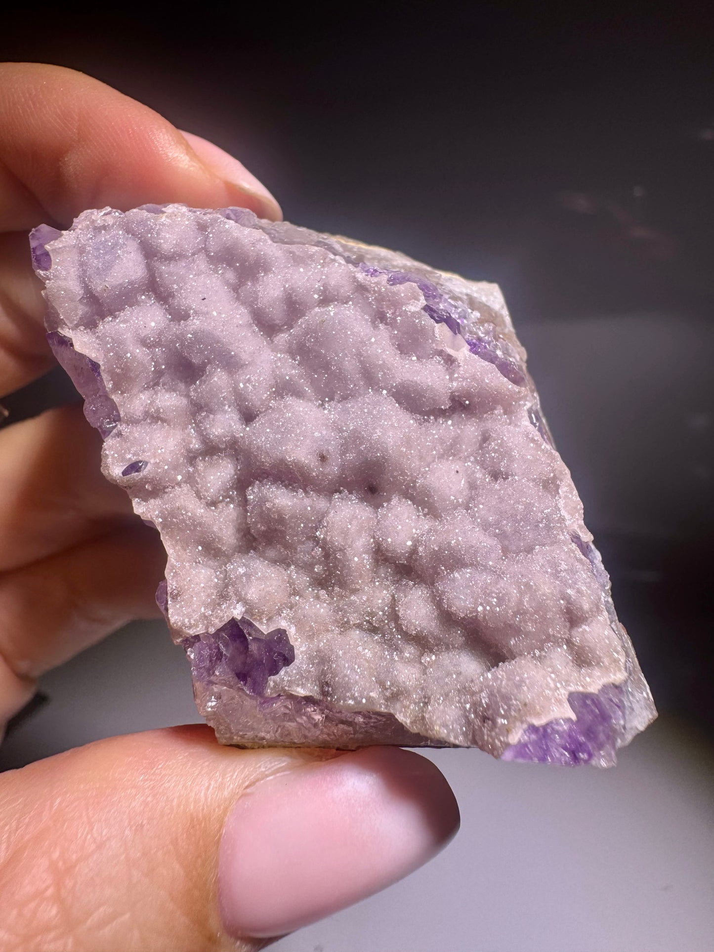 Fliederfarbenes Rainbow-Amethyst Rohstück – 5,8 cm, ultrafeine Doppelkristallisation 💜