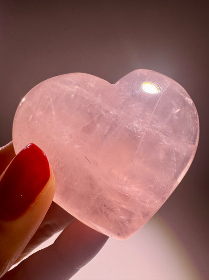 Rosenquarz-Herz 5,8 cm – Glänzend, extra klar & handgeschliffen aus Brasilien