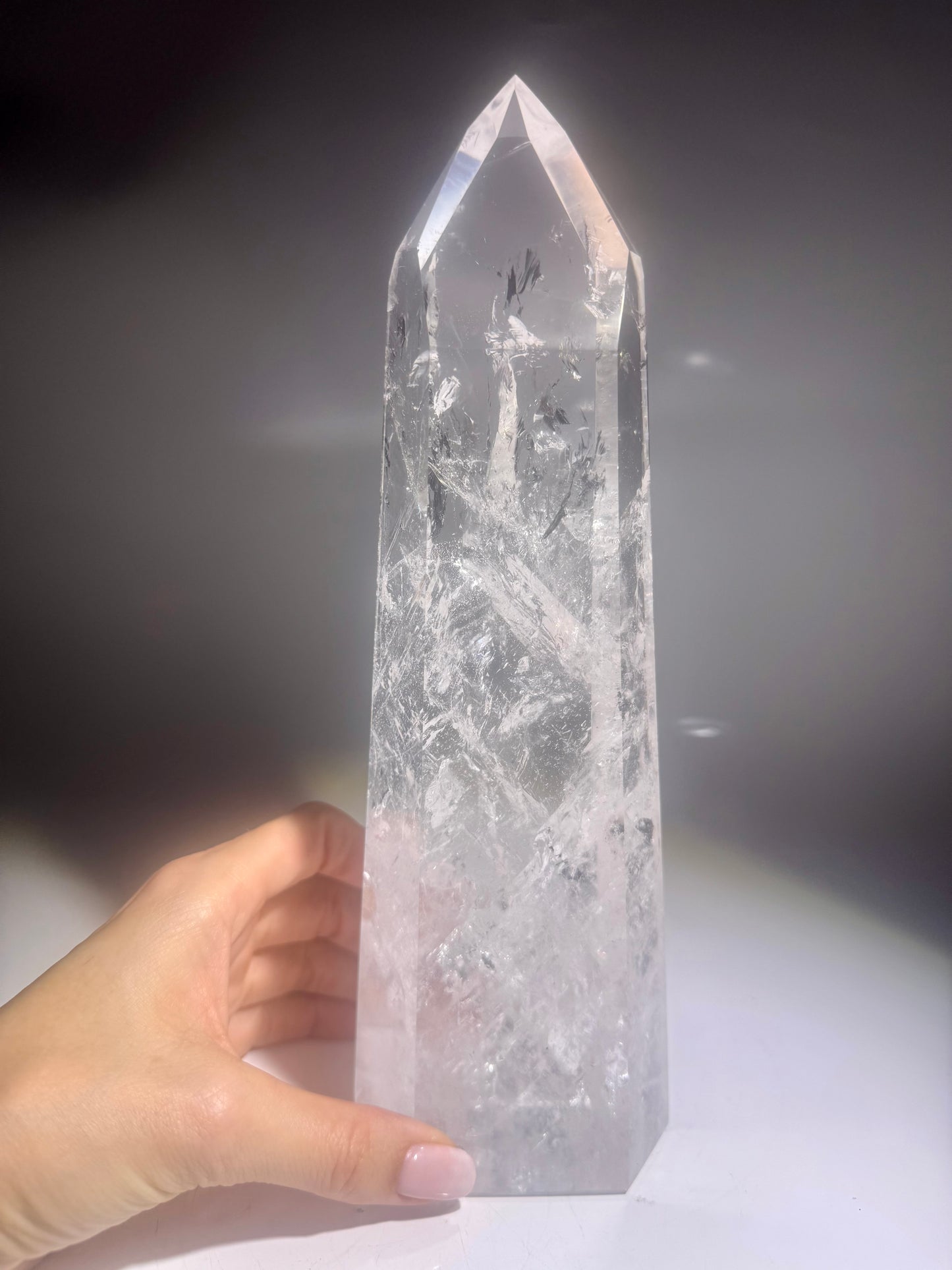 Lemurian Kristallspitze 25 cm · 1.33 kg – Extra klare Premiumqualität · Bahia