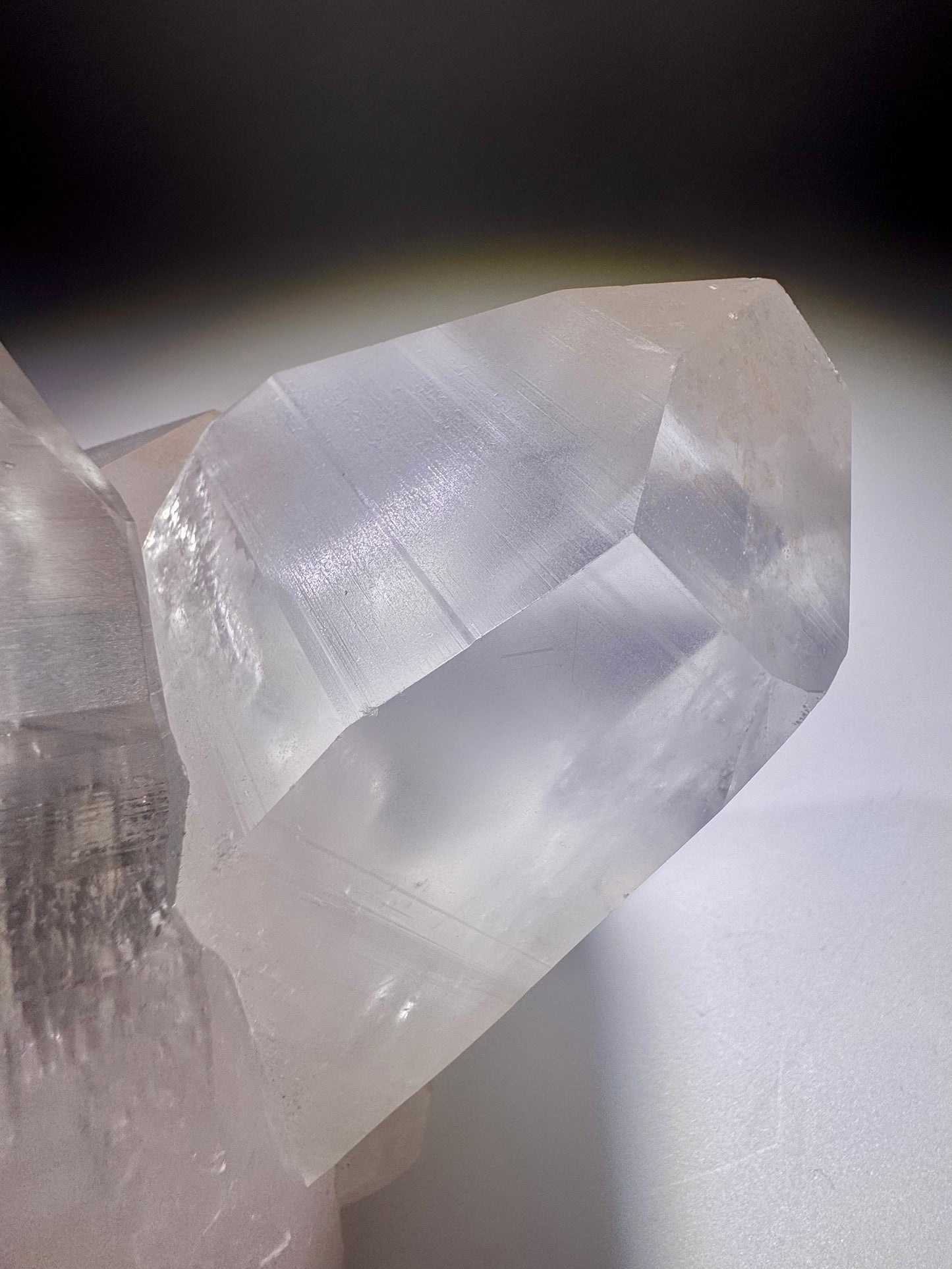 Lemurian Bergkristall Stufe, Minas Gerais – 895 g, 16 cm, extraklar & naturbelassen, Wachstumsrillen & höchste Qualität