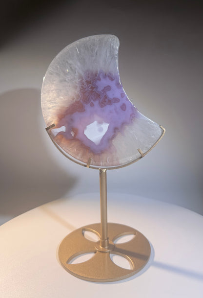 Douce lune en agate avec support doré du Brésil 💖