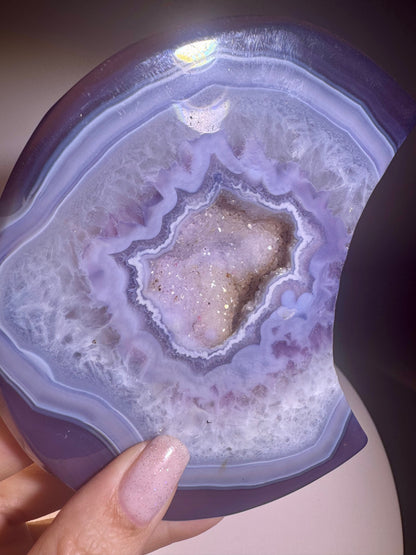 Très belle agate lune avec support doré du Brésil 💖