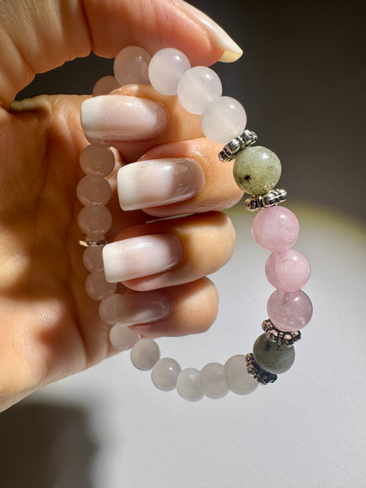 Armband mit Mondstein, Labradorit & Rosenquarz – Kristall Schmuck kaufen