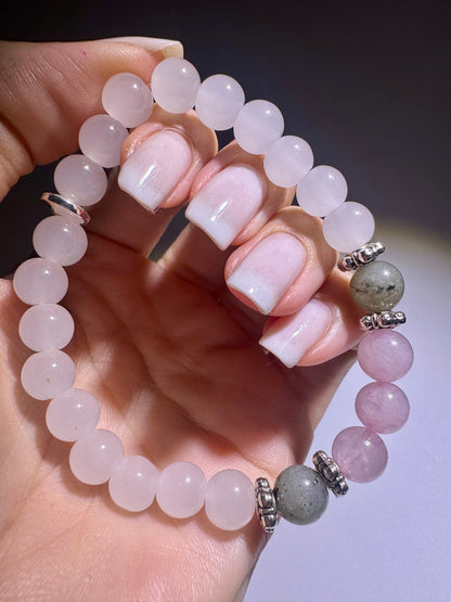 Armband mit Mondstein, Labradorit & Rosenquarz – Kristall Schmuck kaufen