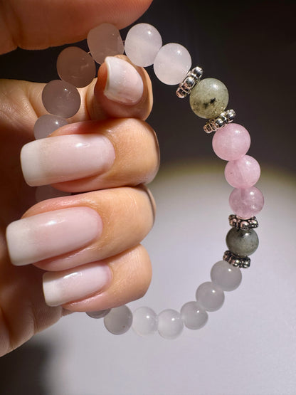 Armband mit Mondstein, Labradorit & Rosenquarz – Kristall Schmuck kaufen
