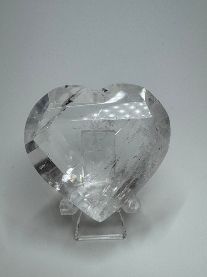 Extra klares facettiertes Bergkristall Herz - 5.2cm, 73g