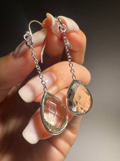 Tropfenohrringe Grüner Amethyst (Prasiolith) 925 Sterling Silber