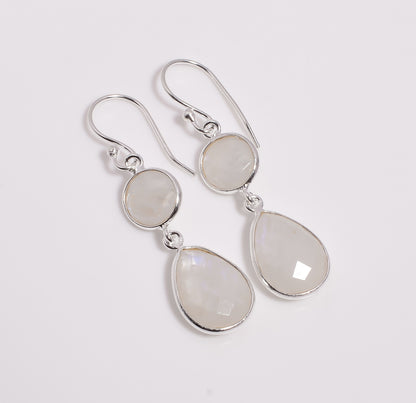 Rainbow Moonstone Ohrringe 925 Sterling Silber – Handgemachter Edelstein Schmuck