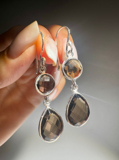 Rauchquarz Ohrringe 925 Sterling Silber – Handgemachter Edelstein Schmuck