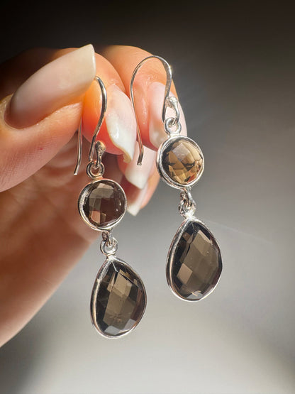 Rauchquarz Ohrringe 925 Sterling Silber – Handgemachter Edelstein Schmuck