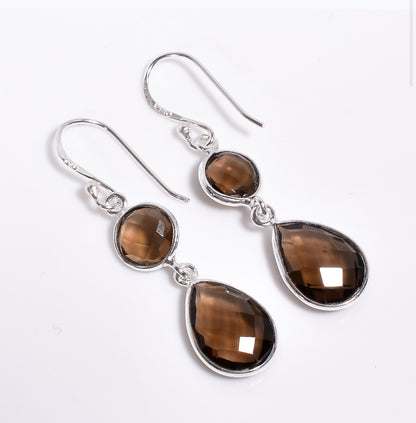 Rauchquarz Ohrringe 925 Sterling Silber – Handgemachter Edelstein Schmuck