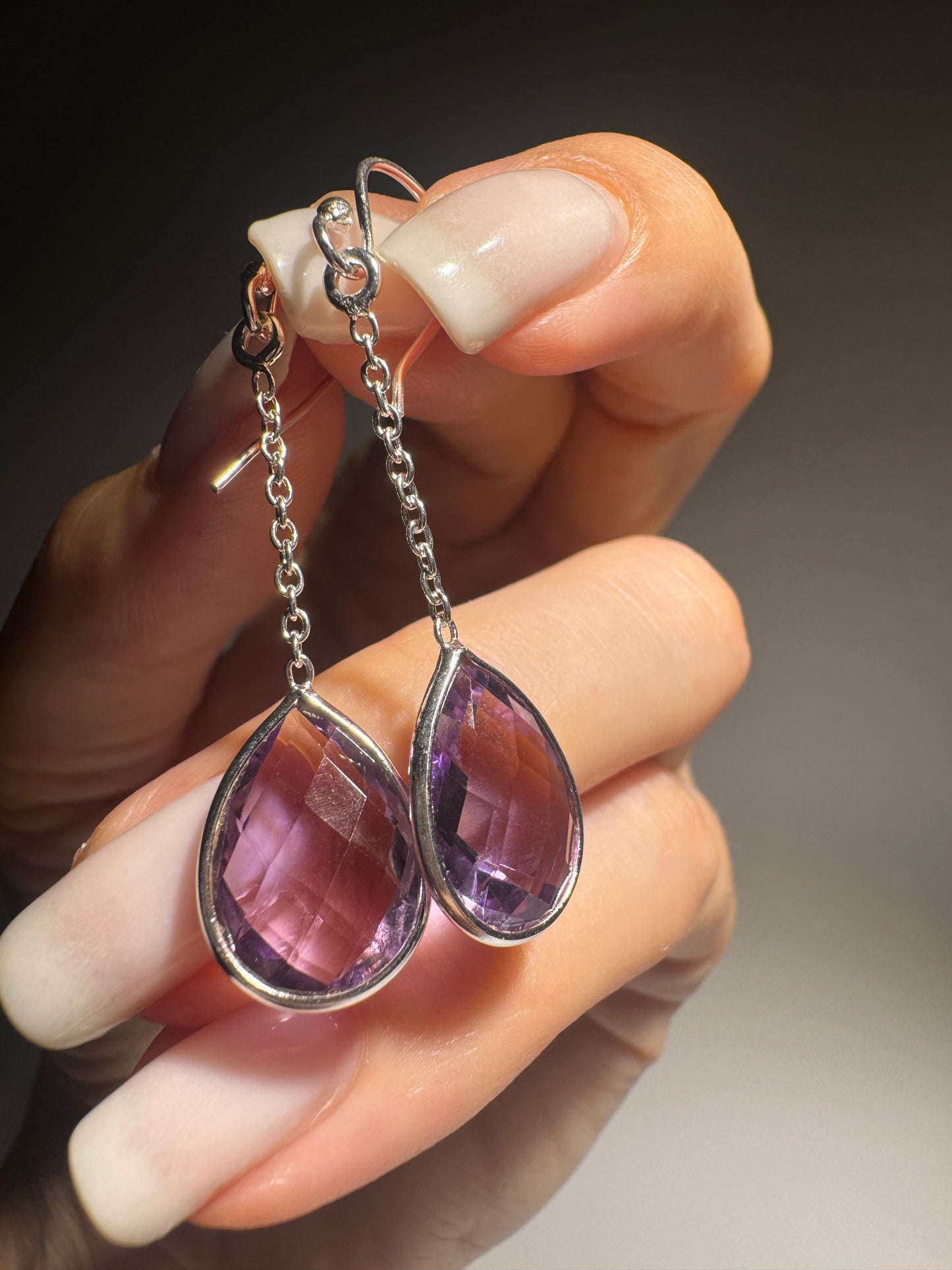 Tropfenohrringe Amethyst 925 Sterling Silber – Edelstein Schmuck