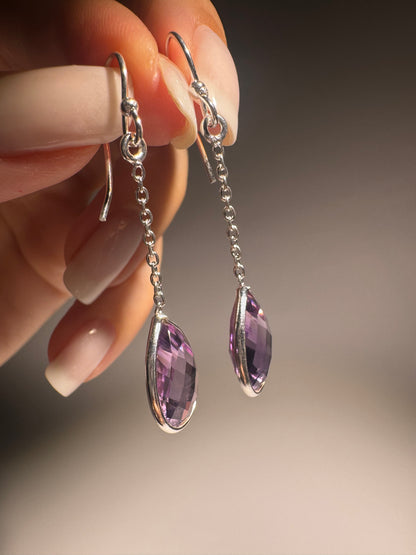 Tropfenohrringe Amethyst 925 Sterling Silber – Edelstein Schmuck