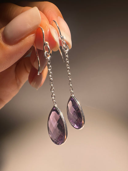 Tropfenohrringe Amethyst 925 Sterling Silber – Edelstein Schmuck