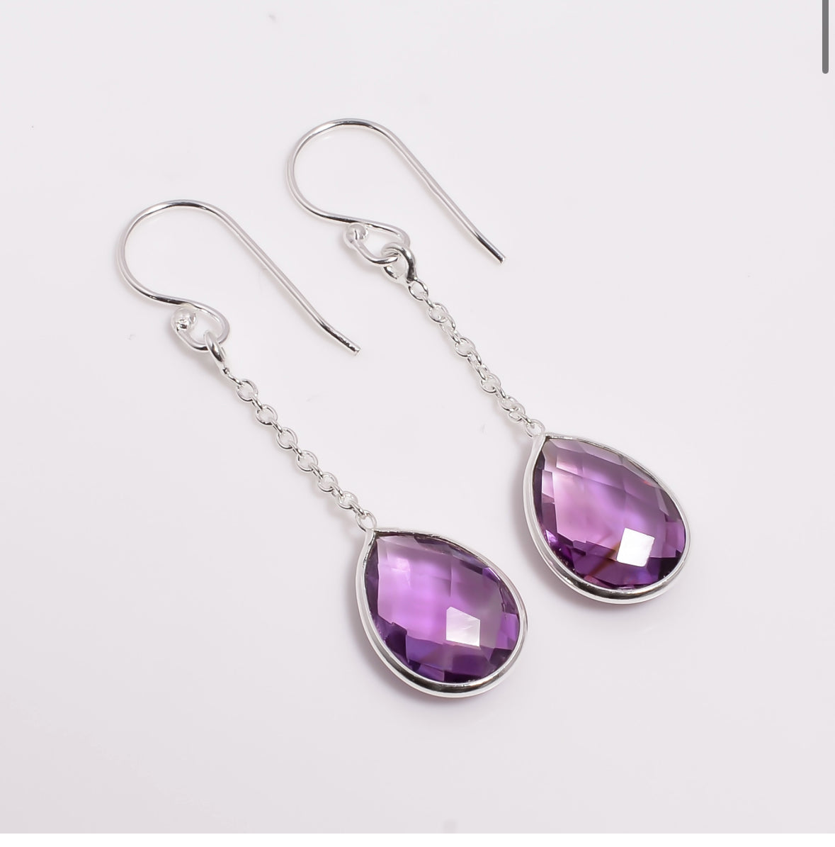 Tropfenohrringe Amethyst 925 Sterling Silber – Edelstein Schmuck