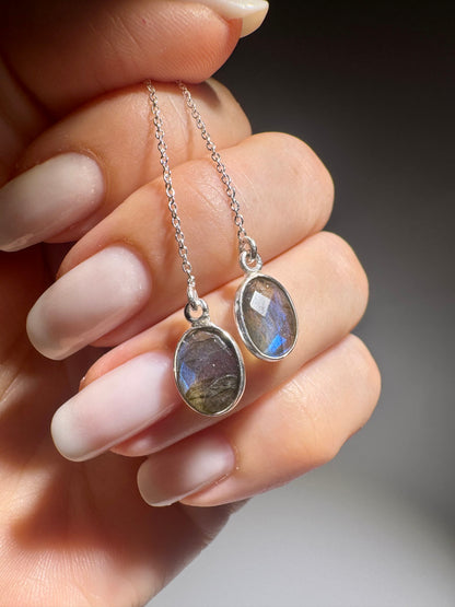 Labradorit Ohrringe 925 Sterling Silber – Handgefertigter Edelstein Schmuck mit magischem Schimmer