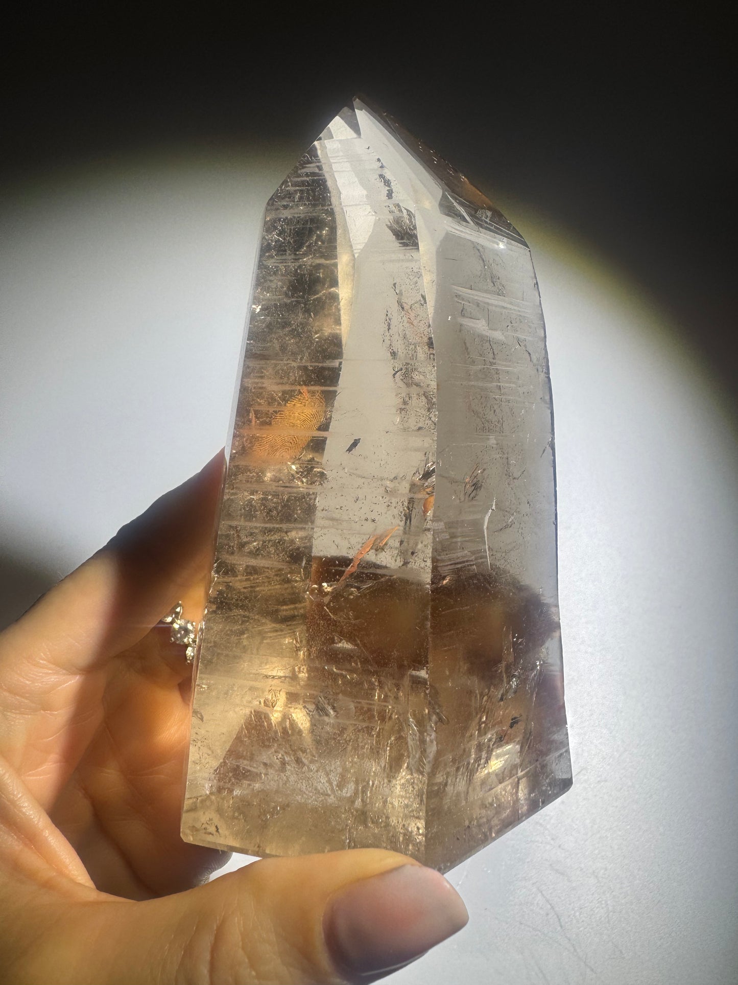 Lemurian Rauchquarzspitze – naturbelassen | 12 cm | 441 g (1A Qualität)