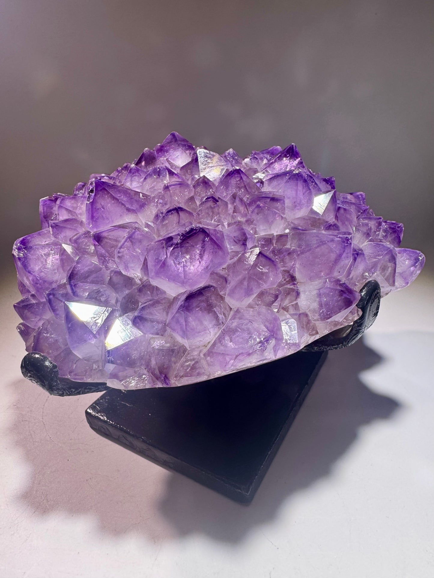 Exklusive Amethyst Blüte/Blume 14.5cm – 1.42kg | Perfekte Spitzen mit Phantomen | Stalaktit Unikat aus Uruguay