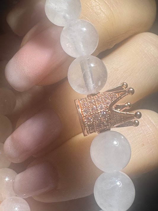 Bergkristall-Armband mit Krönchen – Roségold oder Silber