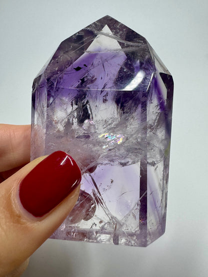 Pointe d'améthyste fantôme transparente - 7 cm, 126 g
