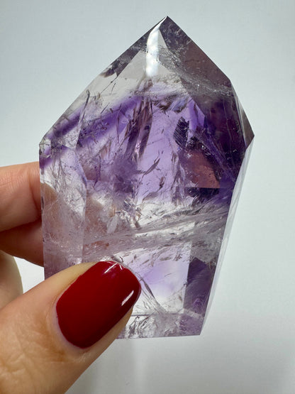 Pointe d'améthyste fantôme transparente - 7 cm, 126 g
