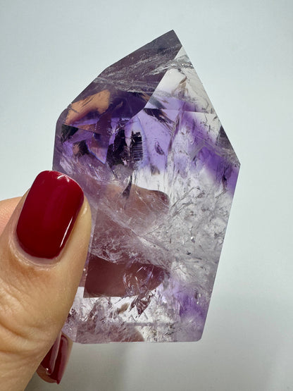 Pointe d'améthyste fantôme transparente - 7 cm, 126 g
