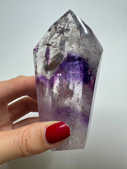 Pointe d'améthyste fantôme avec arc-en-ciel - 10 cm, 223 g