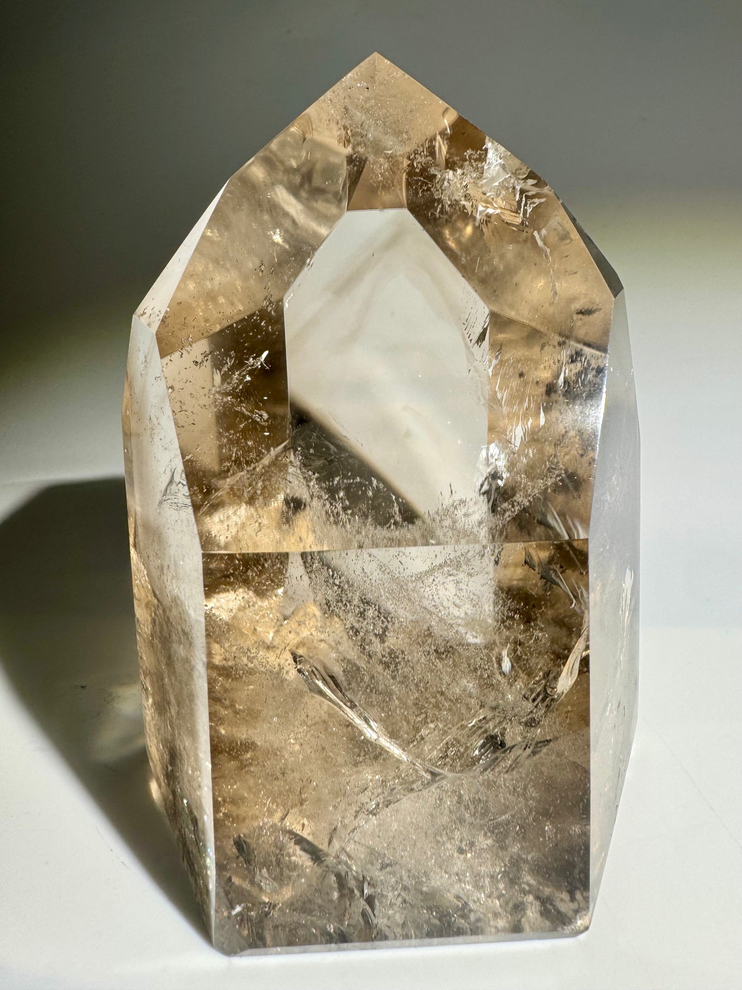 Rauchquarz Lemurian-Spitze mit Phantomen – 10.5 cm AAA Qualität aus Brasilien
