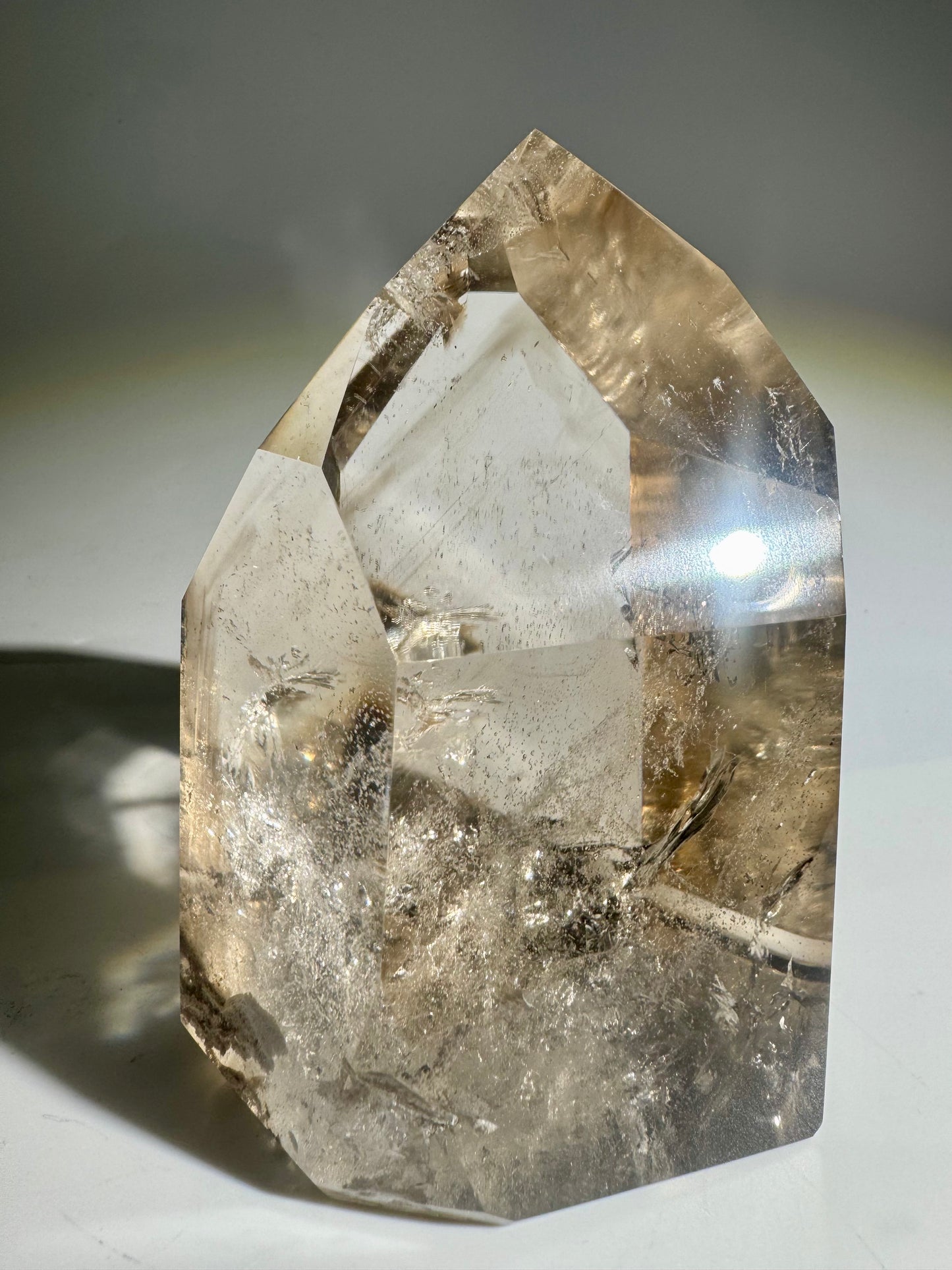 Rauchquarz Lemurian-Spitze mit Phantomen – 10.5 cm AAA Qualität aus Brasilien