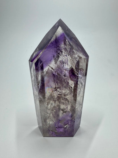 Pointe d'améthyste fantôme avec arc-en-ciel - 10 cm, 245 g