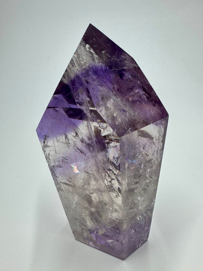 Pointe d'améthyste fantôme avec arc-en-ciel - 10 cm, 245 g
