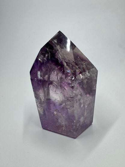 Pointe d'améthyste fantôme avec arc-en-ciel - 8 cm, 312 g