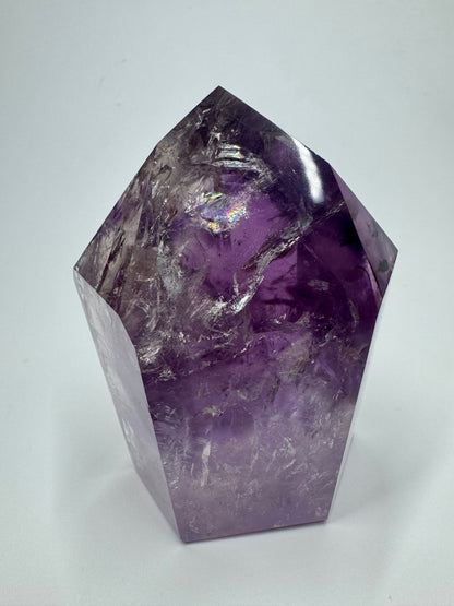 Pointe d'améthyste fantôme avec arc-en-ciel - 8 cm, 312 g