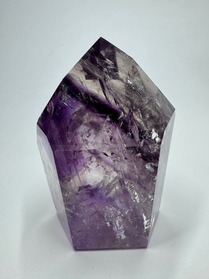 Pointe d'améthyste fantôme avec arc-en-ciel - 8 cm, 312 g