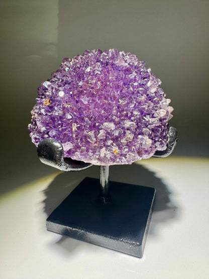 Tiefviolette Amethystblüte aus Uruguay – 7,4 cm Stalaktit Kristall