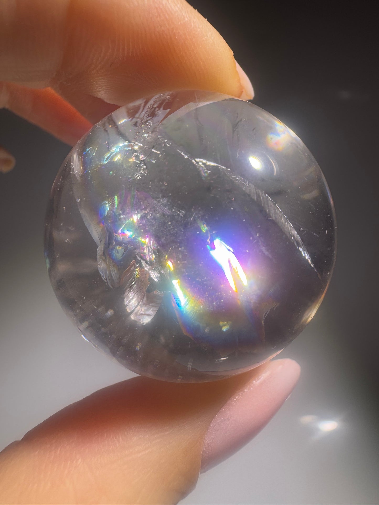 Lemurian Bergkristallkugel 3.5 cm – Extra Qualität mit Regenbogen ✨