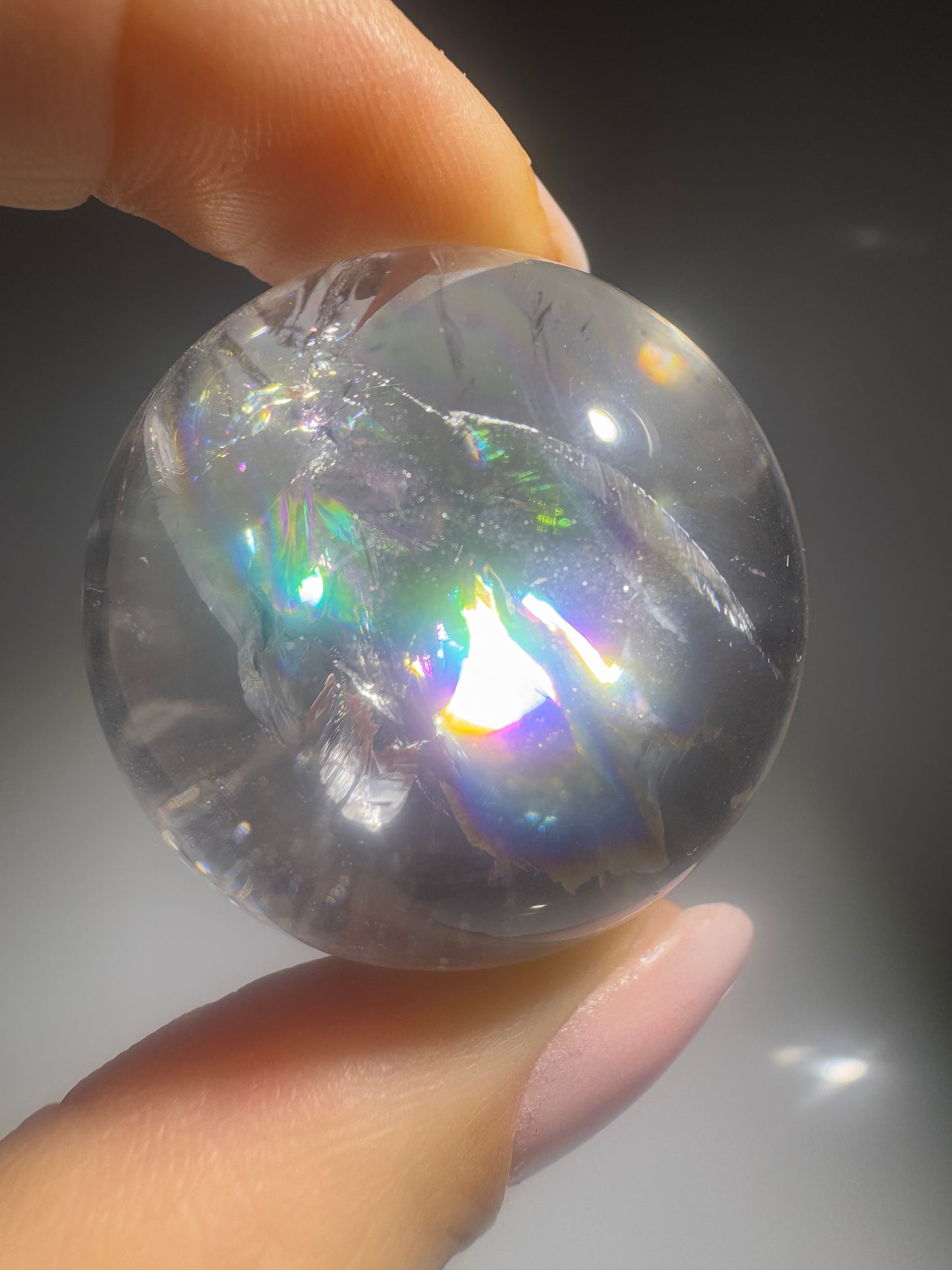 Lemurian Bergkristallkugel 3.5 cm – Extra Qualität mit Regenbogen ✨