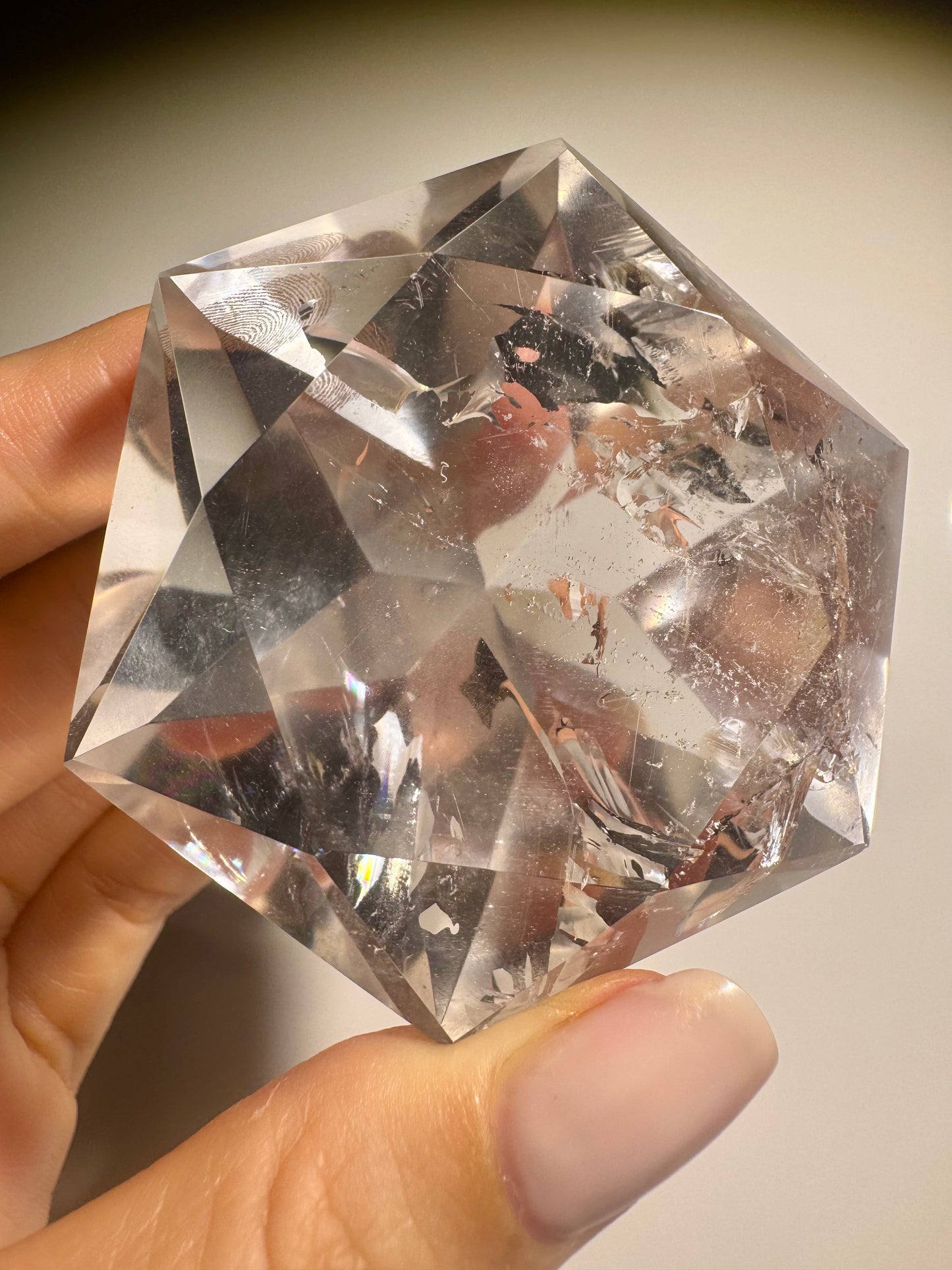 Ultraklarer Bergkristall facettiert – 6,2 cm & 163 g mit Diamantschliff Brasilien